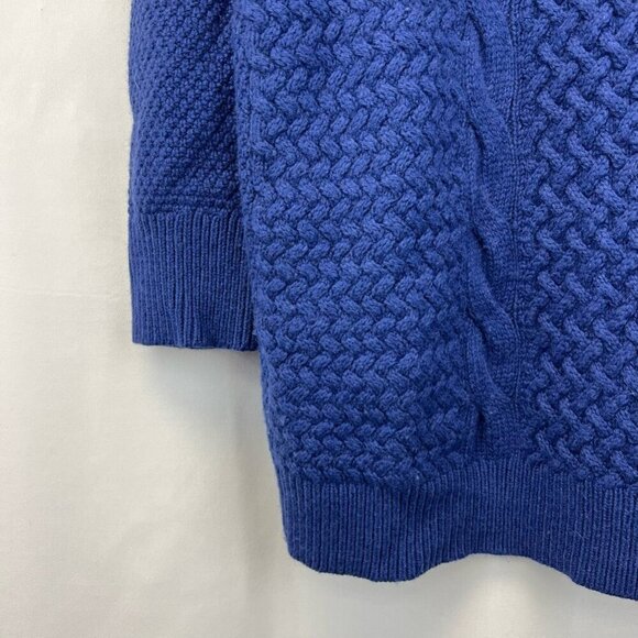 Loft Womens Pullover Sweater Blue Long Sleeve Scoop Neck Cable Knit Textured M - Picture 7 of 11